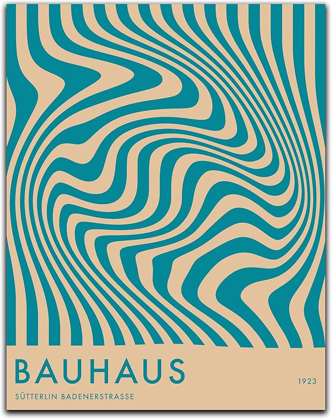 Mid Century Modern Bauhaus Wall Art - 11x14" UNFRAMED Print - Abstract Wall Decor - Exhibition Poster Replication (Teal)