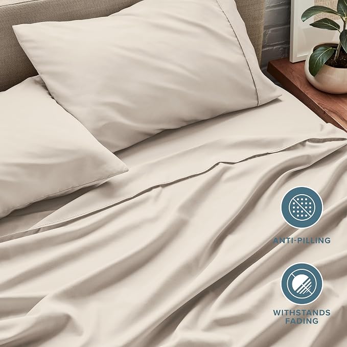Bare Home Split California King Sheet Set - 1800 Ultra-Soft Microfiber Bed Sheets - Double Brushed - Deep Pockets - Easy Fit - 5 Piece Set - Bed Sheets (Split Cal King, Wheat)