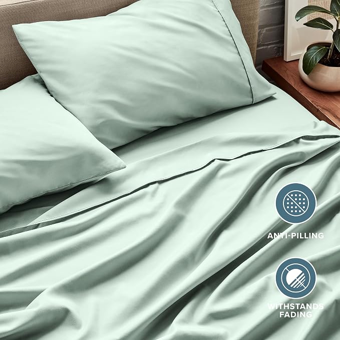 Bare Home Twin XL Sheet Set - 1800 Ultra-Soft Microfiber Twin Extra Long Bed Sheets - Double Brushed - Deep Pockets - Easy Fit - 3 Piece Set - Bedding Sheets & Pillowcases (Twin XL, Spring Mint)