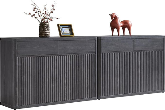 SICOTAS Buffet Cabinet with Storage - Storage Cabinet Sideboard with Doors & Shelves Accent Credenza Buffet Table with 4 Drawer Buffets & Sideboards for Living Room Dining Room Kitchen Entryway Office