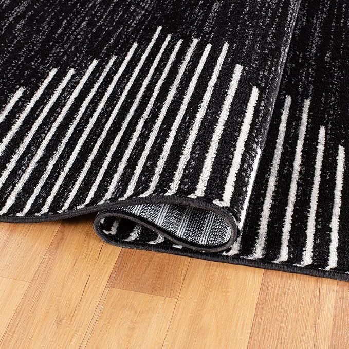 Rugshop Bohemian Stripe Stain Resistant High Traffic Living Room Kitchen Bedroom Dining Home Office Area Rug 3'3" x 5' Black