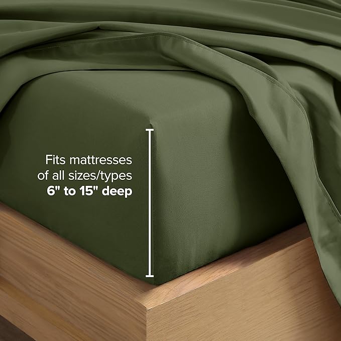 Bare Home Twin XL Sheet Set - 1800 Ultra-Soft Microfiber Twin Extra Long Bed Sheets - Double Brushed - Deep Pockets - Easy Fit - 3 Piece Set - Bedding Sheets & Pillowcases (Twin XL, Cypress)