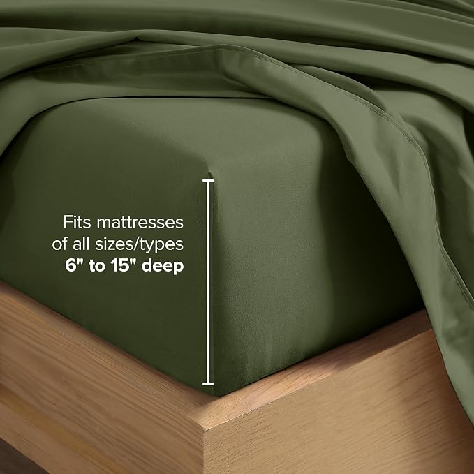 Bare Home California King Sheet Set - 1800 Ultra-Soft Microfiber Cal King Bed Sheets - Double Brushed - Deep Pockets - Easy Fit - 4 Piece Set - Bed Sheets (California King, Cypress)