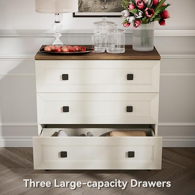 Modern White Dresser for Bedroom with 6 Drawers, 2 in 1 Wooden Chest of Drawers with Organizer Storage for Bed Room,Livingroom Hallway