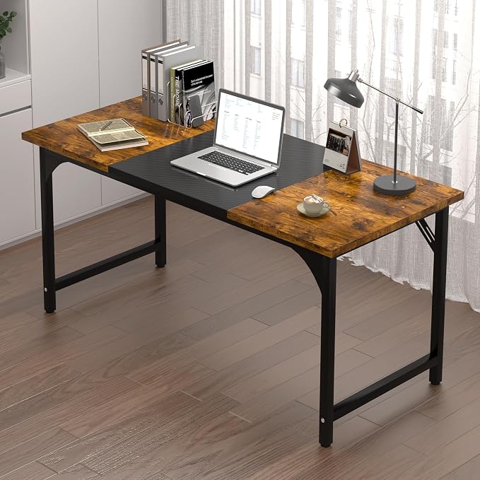AZN 47 X 24 inch Computer Desk w/Deeper & Thicker Desktop, Office Desk w/Sturdy Metal Frame, Modern Simple Desk w/Large Legroom, Study Gaming Writing Work Desk for Home Office, Bedroom