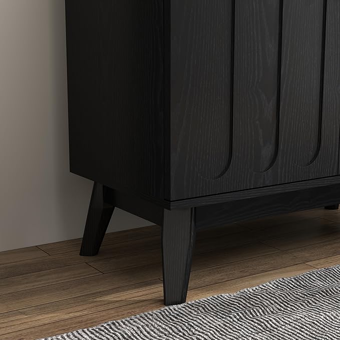 LKTART Black Sideboard Buffet, Small Storage Cabinet with Doors and Shelves for Living,Kitchen