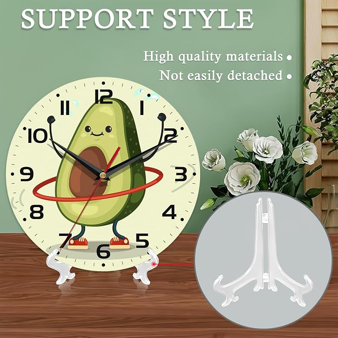 Wall Clock for Bathroom,Cute Avocado Wall Clocks Silent Non-Ticking Battery Operated Clock 10 Inch,Wall Clocks Decorative for Living Room,Kitchen,Office