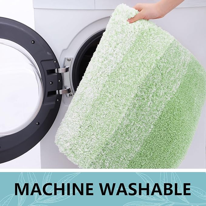 Arotive Microfiber Bathroom Rugs, Shaggy Soft and Absorbent Bath Rug, Non-Slip, Thick Plush Machine Washable Dry Bath Mats for Bathroom, Tub and Shower, 70x24, Sage Green, Rectangular