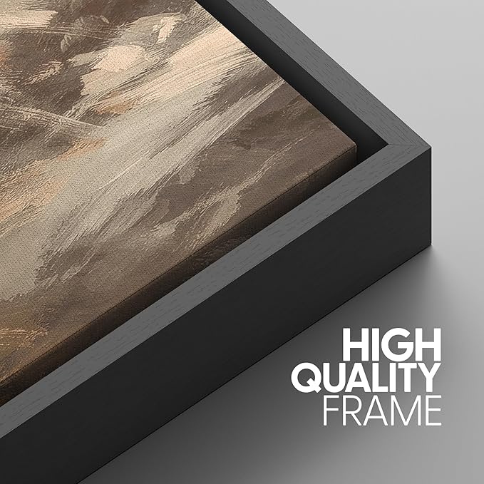 SIGNWIN Framed Canvas Print Wall Art Set Warm Earth Tone Brushstroke Abstract Illustrations Modern Art Decorative Boho Relax/Zen Nordic for Living Room, Bedroom, Office - 24"x36"x3 Black