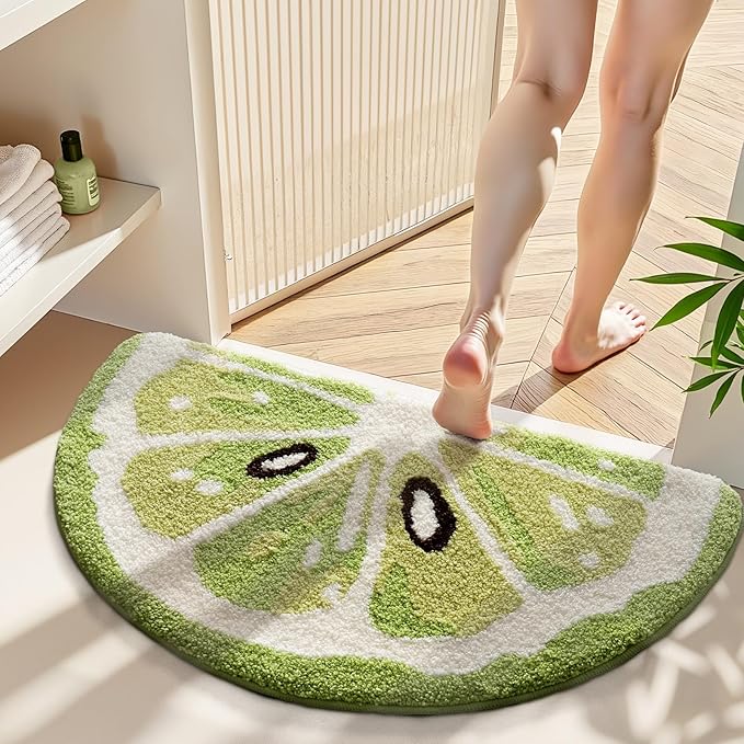 Ankah Fruit Bath Mats Cute Bathroom Rugs, Particularly Absorbent, Very Soft, and Dry Fast That Fits for Kid's Room, Bathroom or Other Room, 17.7" x 31.5", Lime