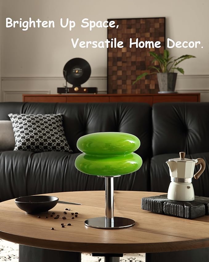 Mushroom Lamp for Bedroom,Mid Century Modern Lamp for Nightstand, Dimmable Retro Egg Tart Bedside Small Lamps,Home Mushroom Decor Aesthetic Cute Table Lamps for Living Room (Green)