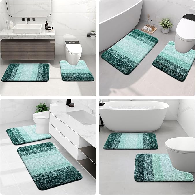 Arotive Microfiber Bathroom Rugs, Shaggy Soft and Absorbent Bath Rug, Non-Slip, Thick Plush Machine Washable Dry Bath Mats for Bathroom, Tub and Shower, 36x24, Dark Green, Rectangular