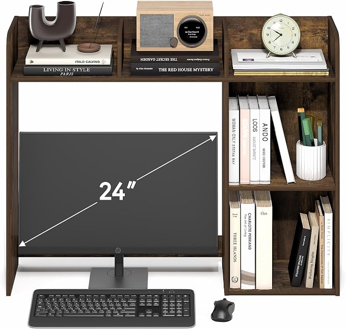 Furinno Classic Desk Shelf, 5-Shelf Desktop Hutch, Book Shelf, 3-Tier Desk Organzier, for Office Supplies, Office Desk Accessories, for Home Office, College, Dorm, White