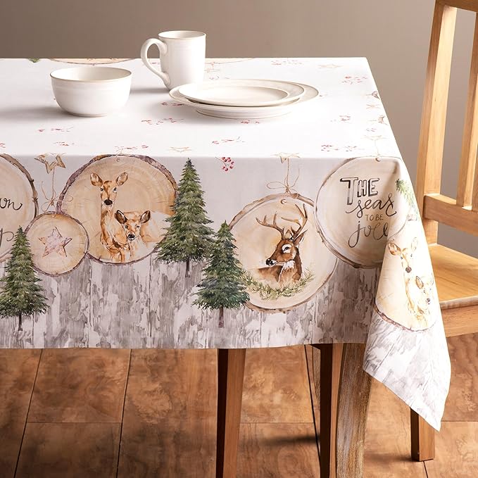 Maison d' Hermine Table Cloth Rectangle Table 100% Cotton 60 x 120 Inches Fall Tablecloth Reusable Everyday Use for Thanksgiving Christmas Decorations Dining Farmhouse Party (Mountain Life)