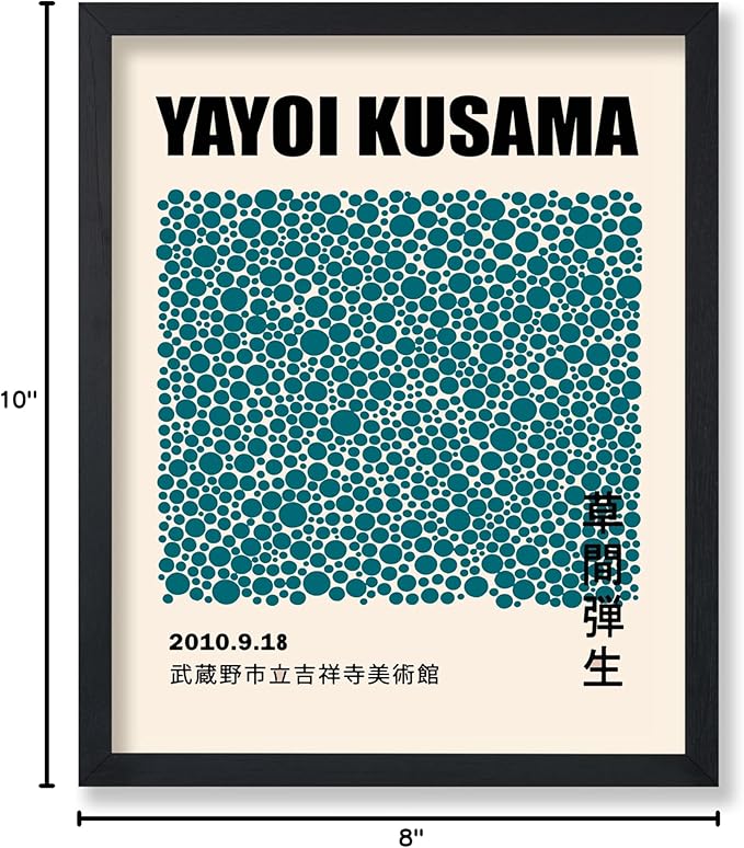 Poster Master Vintage Poster - Retro Pop Art Print - Gift for Artist, Friend - Infinity Dots, Japanese, Polka, Modern, Abstract - Wall Decor for Home, Office, 8x10 Black Framed