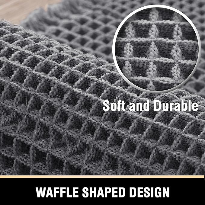 H.VERSAILTEX Upgraded Waffle Runner Rug Super Absorbent Non Slip Bath Rugs for Beside Tub, 24" x 72", Grey