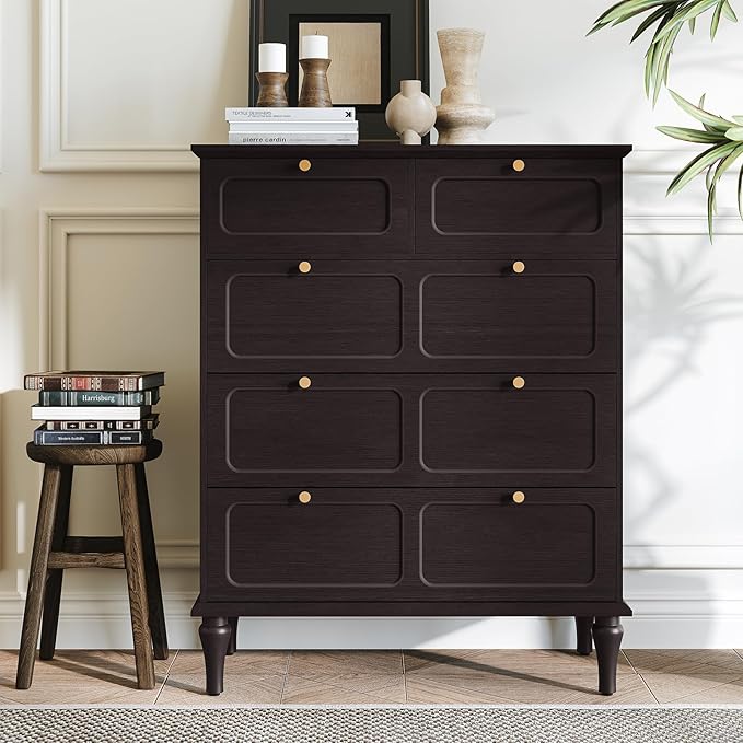 ARTPOWER 5 Drawers Dresser for Bedroom, 40" Tall Wood Mid Century Modern Chest of Drawers, Closet Clothes Storage Organizer for Living Room, Hallway, Entryway, Black