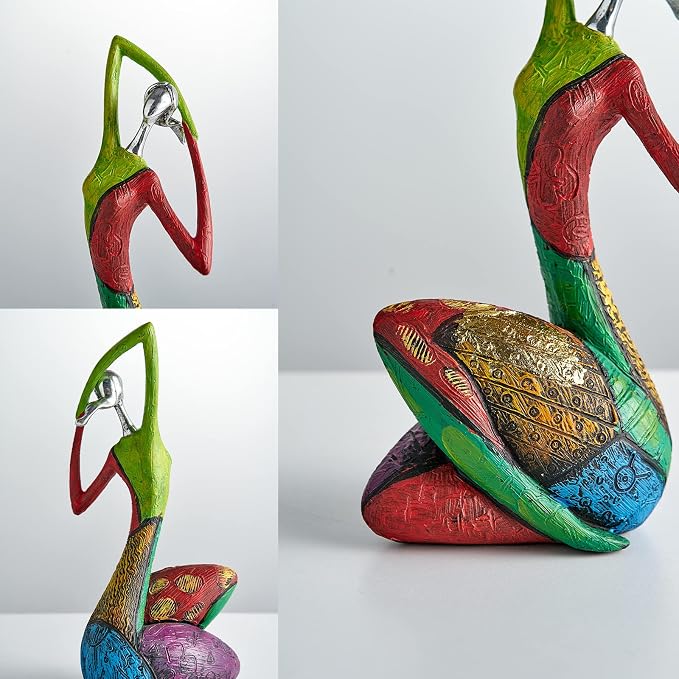 Octdays Art Yoga Female Sculpture Figurines, Abstract Woman Statue for Home Decor, Colorful Decorations for Living Room Shelf Office Cabinet Accents - B