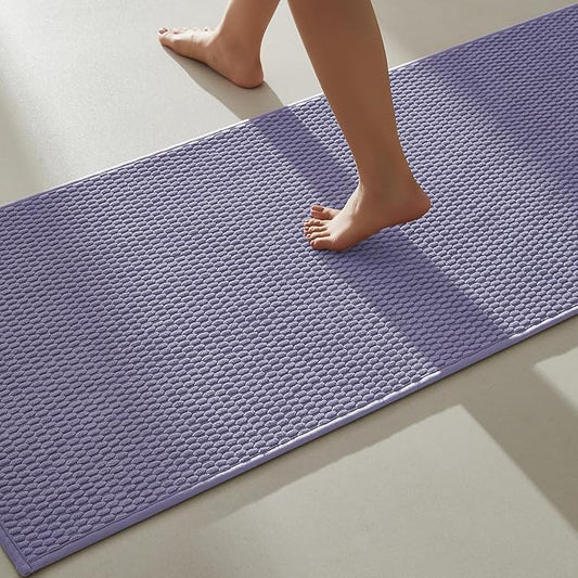 Bathroom Runner Rugs, Long Bath Mat Runner Washable Thin Quick Dry Low Pile Bathroom Runner Rugs Non Slip, Lavender 16"x60"