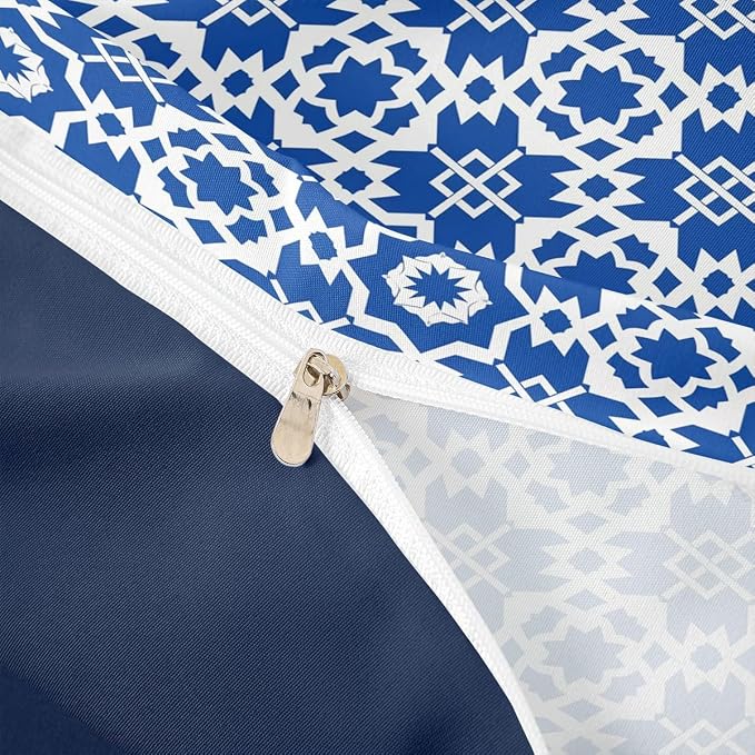 Erosebridal Blue Geometric Floral Duvet Cover Toddler for Kids Boys Girls,Elegant Retro Floral Comforter Cover,Abstract Flower Art Bedding Set,Modern Aesthetic Bed Set with 1 Pillowcase Bedroom Decor