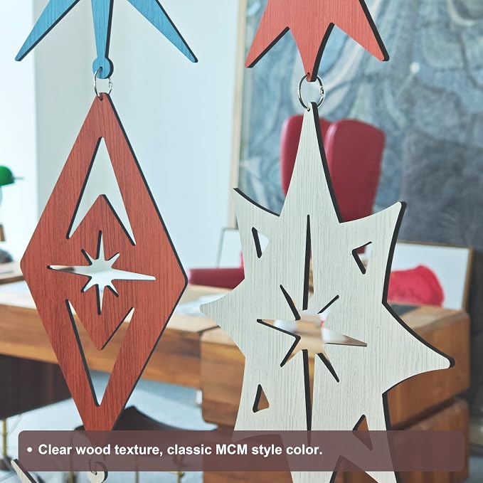 MidModArt 12PCS Retro Mid Century Modern Wall Art MCM Decor for Living Room Bedroom Kitchen Study, Atomic Cat & Starburst 13.1"x58.2"