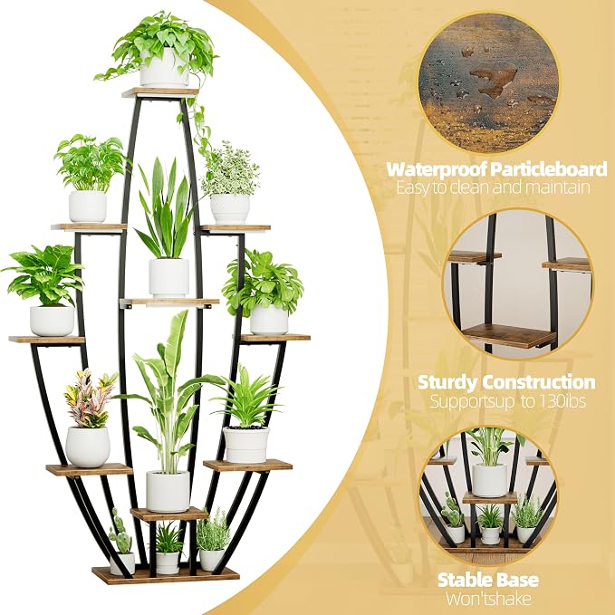Plant Stand Indoor with Grow Lights - 10 Tiered Tall Plant Shelf Indoor, 59" Large Plant Stands for Indoor Plants, Metal Corner Flower Holder Rack Display for Living Room Patio Garden Balcony Home