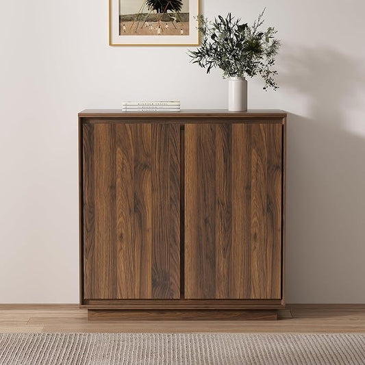 1pcs Sideboard Cabinet Buffet Cabinet with Storage with Adjustable Shelves and Handle-Free Design Suitable for Kitchens,Hallway,and Living Rooms Brown