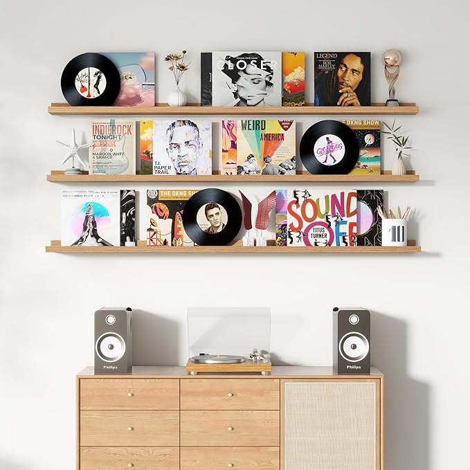 Axeman 72 Inch Floating Shelves | Oak Picture Ledge Shelf Set of 3 | Rustic Wood Wall Shelves with Lip | 72" Oak Picture Shelf for Wall with Ledge | Photo Shelves
