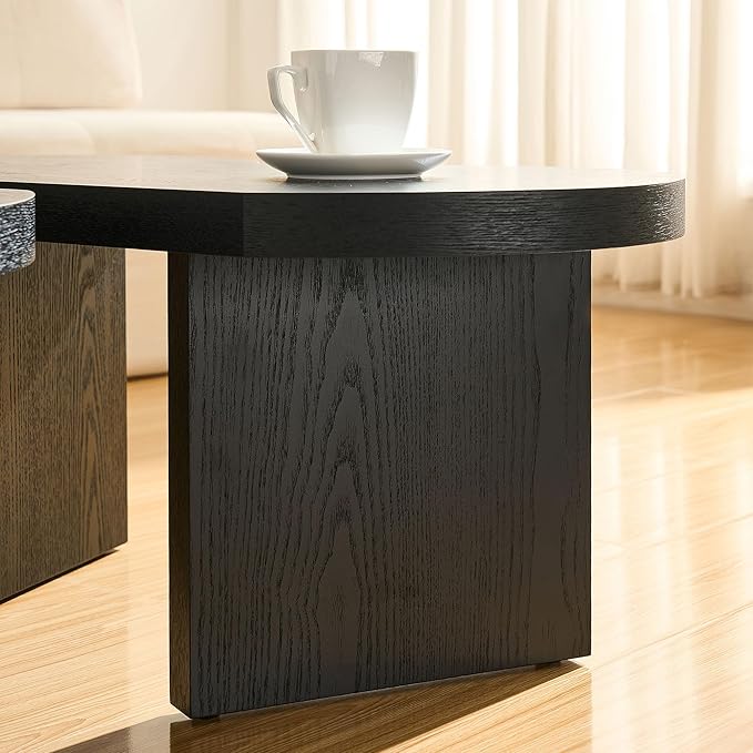 Coffee Table Butterfly Shaped Center Table Wood Modern Accent Table for Living Room Apartment, Black