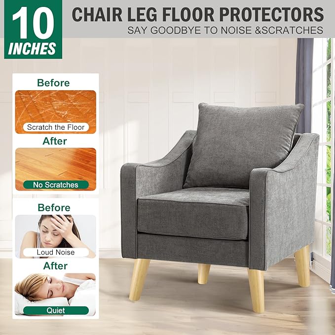 FoDau770 Rubber Wood Furniture Legs 10 Inches, Slant Tapered Wood Feet Mid Century Sofa Legs Set of 4, 5/16" UNC Furniture Feet Replacement Parts for Cabinet Couch Dresser Chair Ottoman Table
