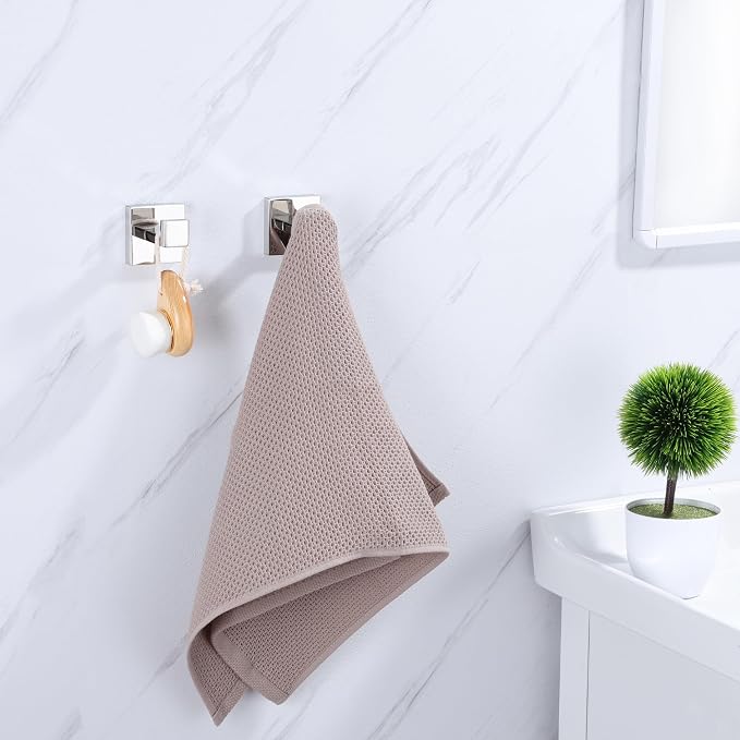 LANC 2 Pack Bathroom Towel Hooks, Chrome Robe Hooks for Hanging Clothes,Coat,Towels, Wall Mount Heavy Duty Bathroom Hooks for Kitchen,Hotel,Stainless Steel, Silver Polished, A8805CP-P2