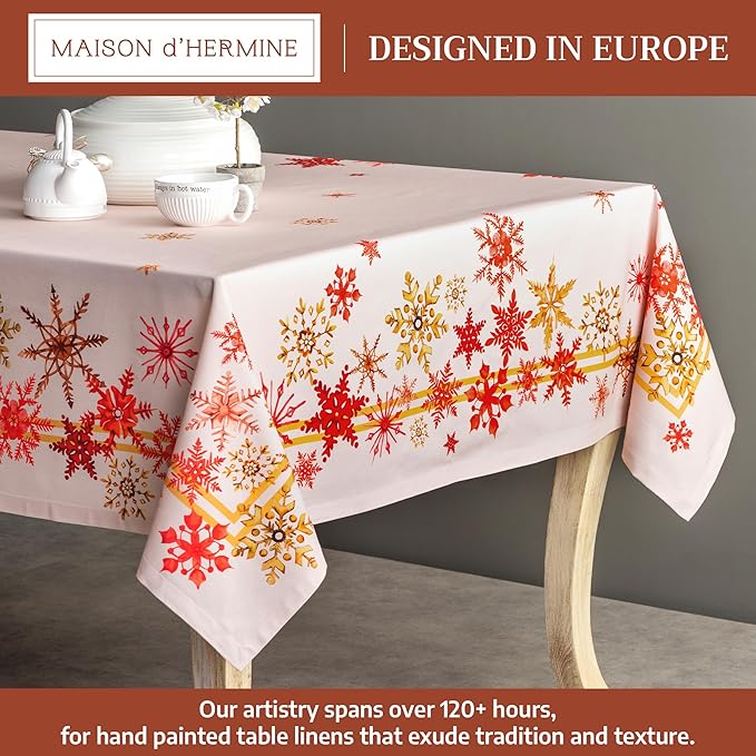 Maison d' Hermine Table Cloth Rectangle Table 100% Cotton 60 x 90 Inches Fall Tablecloth Reusable Everyday Use for Thanksgiving Christmas Decorations Dining Farmhouse Party (Crystal Star)