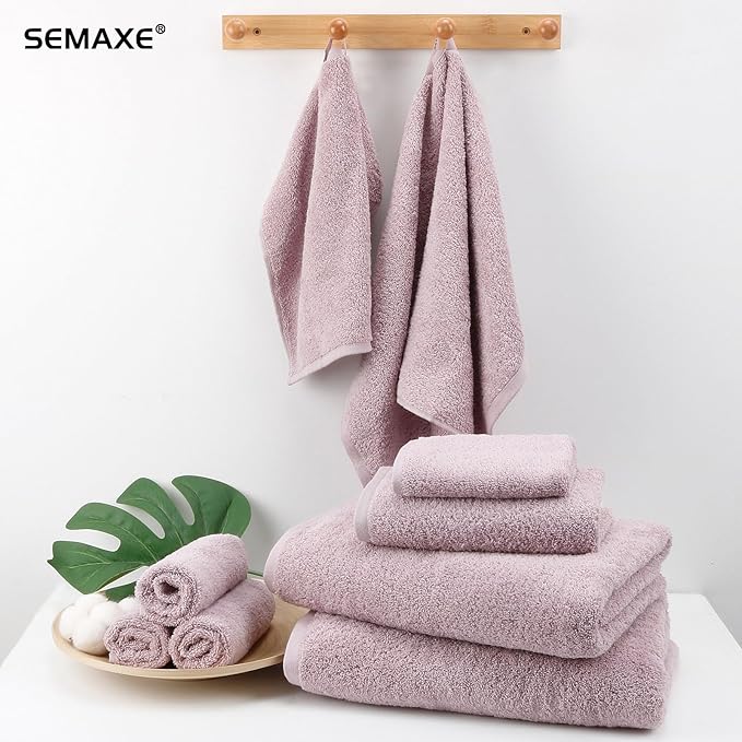 SEMAXE Purple Hand Towels for Bathroom, 100% Cotton Towels with Hanging Loops, Soft and Highly Absorbent, 4 Pack Hand Towel Set for Gym, Shower, Hotel, Spa and Kitchen