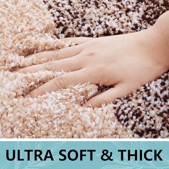 Arotive Microfiber Bathroom Rugs, Shaggy Soft and Absorbent Bath Rug, Non-Slip, Thick Plush Machine Washable Dry Bath Mats for Bathroom, Tub and Shower, 30x17, Brown, Rectangular