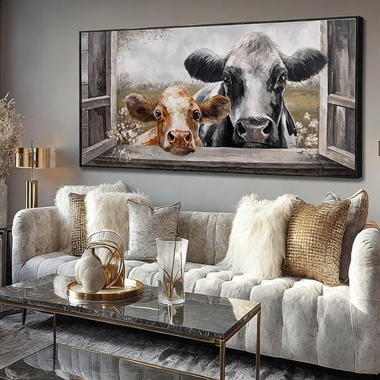 SOUGUAN Animal Canvas Wall Art Country Poster Printing Vintage Wall Decor 24"x48" Hanging Art for Dining Room Area Artwork for Office