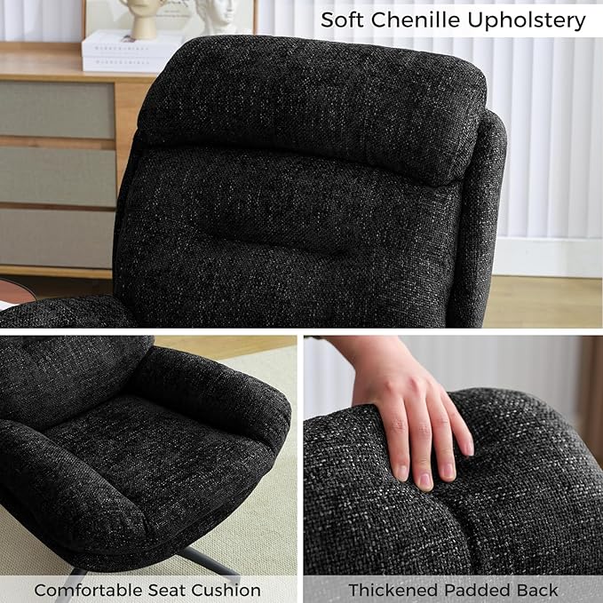 Swivel Accent Chair with Ottoman Set for Living Room, Modern Armchair with High Back, 360 Swivel, Tilt, Ergonomic, Black