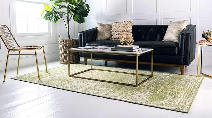 Unique Loom Bromley Collection Area Rug - Wells (3' 3" x 5' 3" Rectangle, Green/ Ivory)