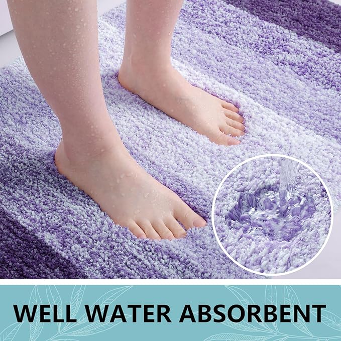 Arotive Microfiber Bathroom Rugs, Shaggy Soft and Absorbent Bath Rug, Non-Slip, Thick Plush Machine Washable Dry Bath Mats for Bathroom, Tub and Shower, 30x17, Dark Purple, Rectangular