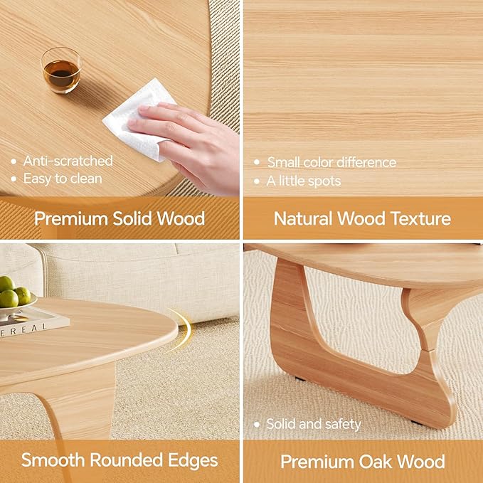 Coffee Tables Wood Small Farmhouse Coffee Table Mid-Century Modern Wood Center Table for Living Room, Original, 35 Inch