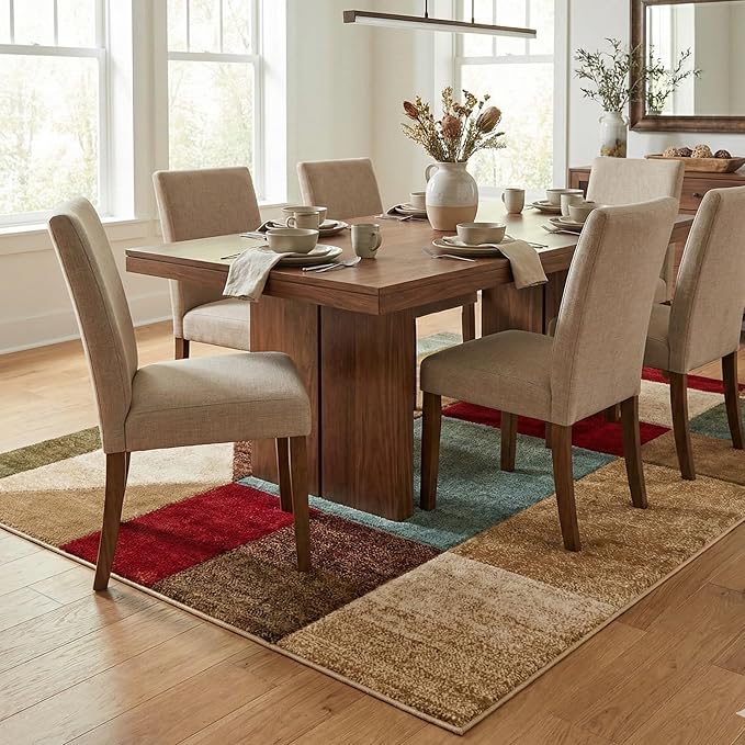 Well Woven Good Vibes Marcia Multi Color 5'3" x 7'3" Modern Area Rug for Living & Dining Room - Stain-Resistant, Hand-Carved, 3D Abstract Design