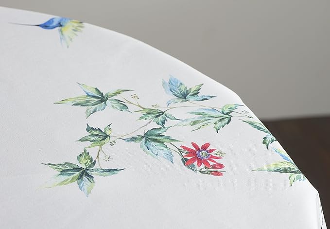 Maison d' Hermine Table Cloth Round Table 100% Cotton 63 Round Inches Tablecloth Reusable Decorative for Dining Room Farmhouse Home Valentines Day Decorations Spring Summer - Tropiques