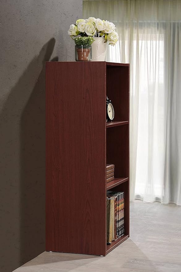 Hodedah 3-Shelf Bookcase in Mahogany