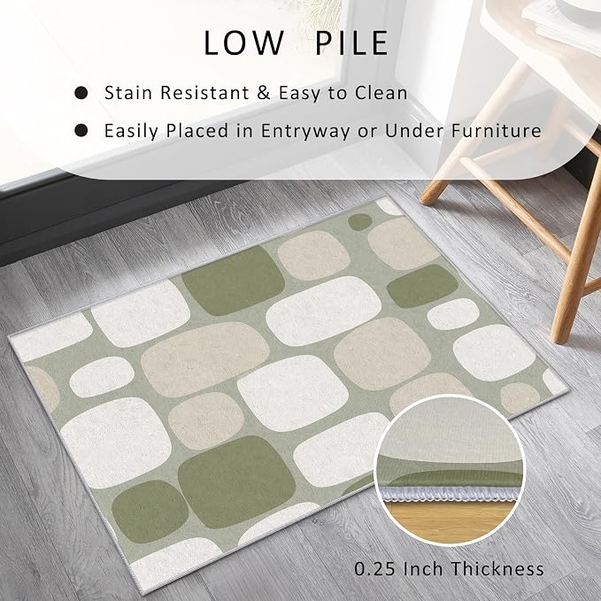 Mid Century Modern Rug 5x8 70s Retro Boho Geometric Pattern Area Rugs for Living Room, Bedroom, Mid Century Modern Home Decor Accessories Indoor Carpet, Non Slip & Machine Washable, GD0728