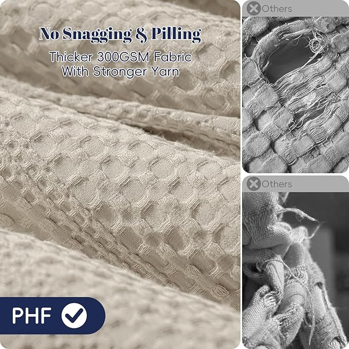 PHF Soft Waffle Comforter Set Queen Size- Comfy Breathable Waffle Weave Comforter with 2 Pillow Shams, 3 Pieces Less Snagging Lightweight Textured Bedding Set for All Season, Natural/Linen