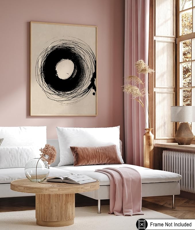 Poster Master Handmade Circle Drawing Poster - Ink Brush Print - Drawing & Sketch Art - Abstract & Minimal Art - Great Bedroom or Living Room Wall Decor - 8x10 UNFRAMED Wall Art
