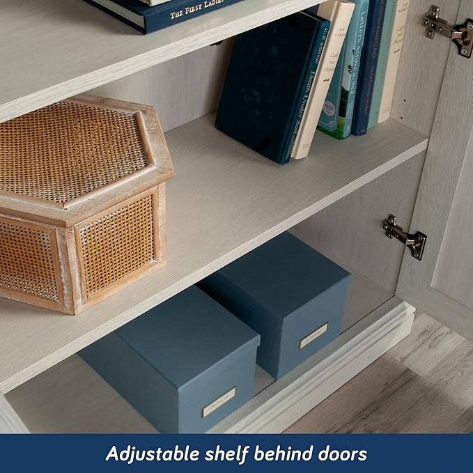 Sauder Miscellaneous Storage 5-Shelf/Book Shelf 2-Door Bookcase, Glacier Oak Finish