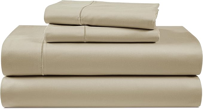 LANE LINEN 100% Egyptian Cotton Bed Sheets California King Size, Soft & Comfy Sateen Weave No Pill Fade Resistant Cal King Bedding Set, Machine wash 15'' Deep Pocket - Linen