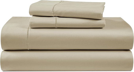 LANE LINEN 100% Egyptian Cotton Bed Sheets California King Size, Soft & Comfy Sateen Weave No Pill Fade Resistant Cal King Bedding Set, Machine wash 15'' Deep Pocket - Linen