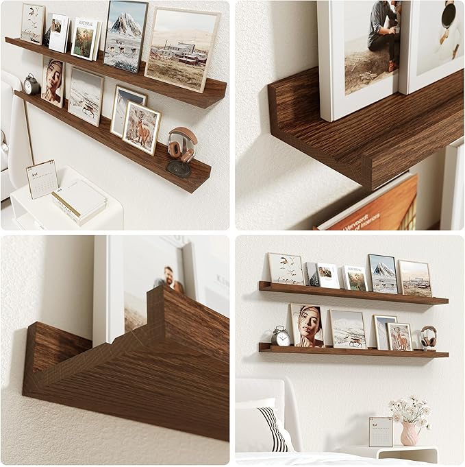 Vivelove Picture Ledge Shelf, Floating Shelves, 48 Inches Long Large Nursery Book Shelves for Nursery Storage, Bookshelf Wall Mounted for Living Room Bedroom Decor Books Photo Frames