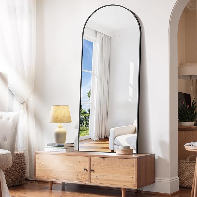 CIRCUMI Arched Wall Mirror, 24"x60" Black Arched Mirror with Tempered Glass, Metal Frame, Large Size for Bathroom, Living Room,Entryway,Over Sink, Arch Mirror for Decor,Shatterproof&Crystal-Clear